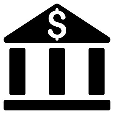 Banka ofis binası düz vektör simgesi