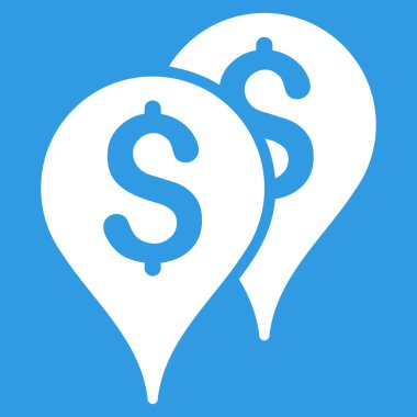 Banka harita işaretleri düz glif simgesi