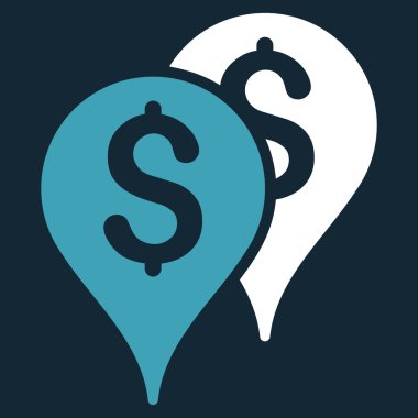 Banka harita işaretleri düz glif simgesi