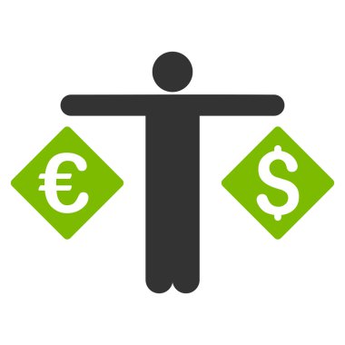 Para birimi tüccar düz glif simgesi