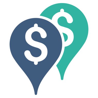 Banka harita işaretleri düz glif simgesi