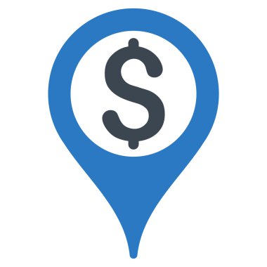 Banka harita işaretçi düz glif simgesi