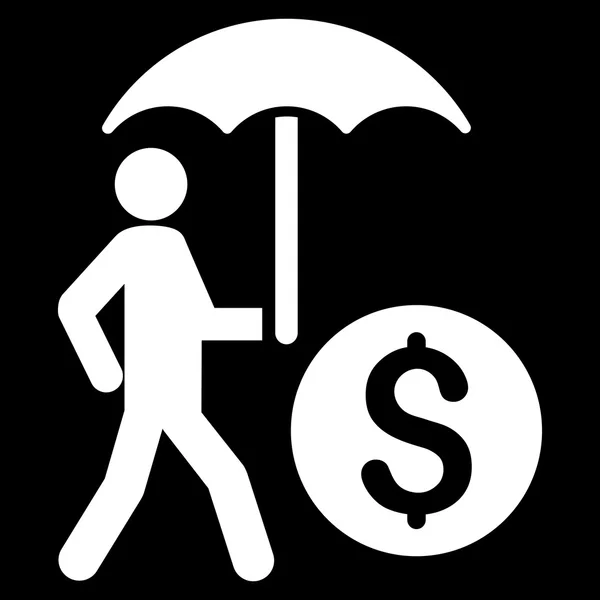 Wandelnder Banker mit Schirm flache Glyphen-Ikone — Stockfoto