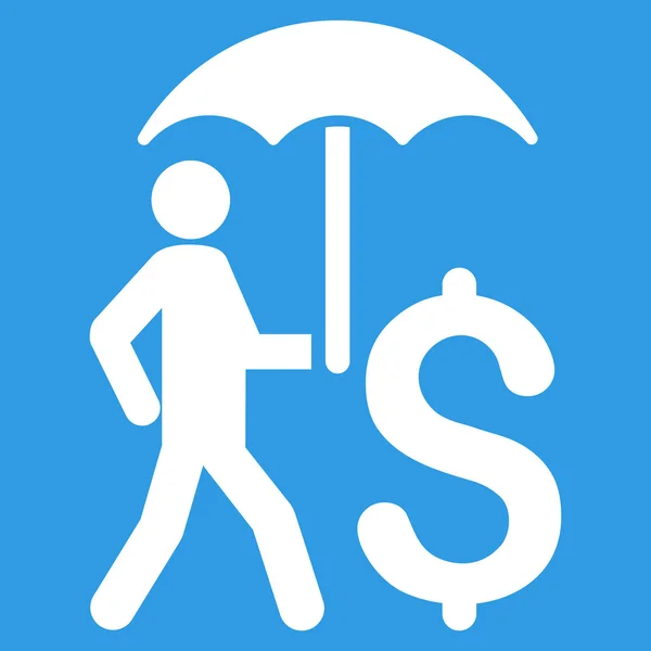 Gyaloglás üzletember esernyő lapos karakterjel ikonnal — Stock Fotó