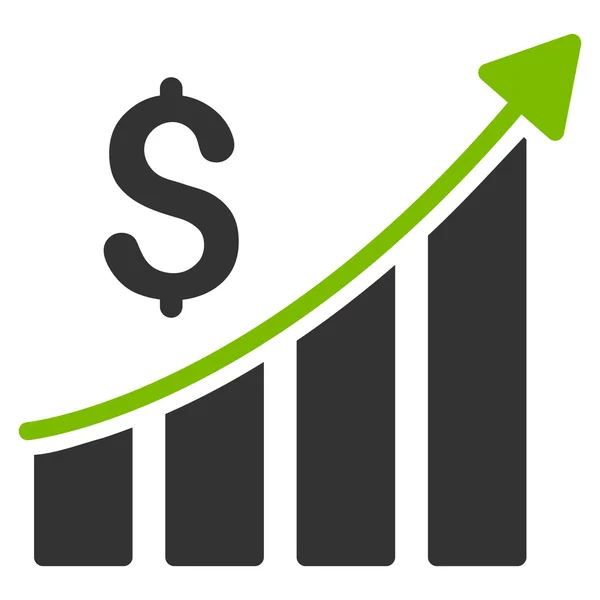 Verkoop groei Bar grafiek platte Glyph pictogram — Stockfoto
