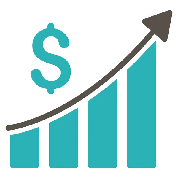 Gráfico de barras de crescimento de vendas Flat Glyph Icon — Fotografia de Stock