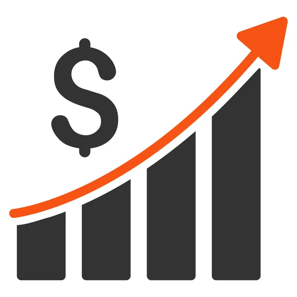 Gráfico de barras de crecimiento de ventas Flat Glyph Icon —  Fotos de Stock