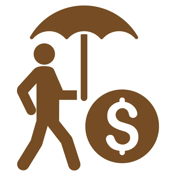 Banchiere ambulante con ombrello Icona glifo piatto — Foto Stock