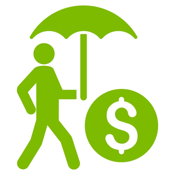 Walking Banker With Umbrella Flat Glyph Icon — Stock Photo, Image