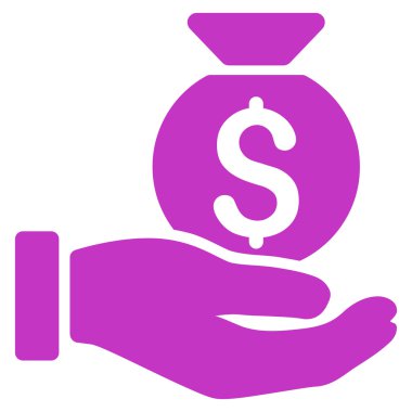 Yatırım el düz glif simgesi