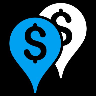 Banka harita işaretleri düz vektör simgesi