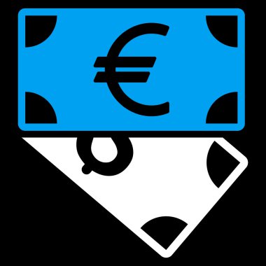 Euro ve dolar banknotlar düz vektör simgesi