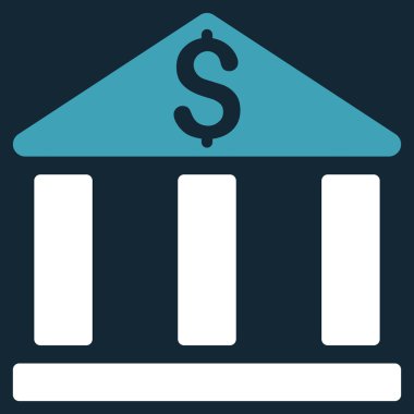 Banka ofis binası düz vektör simgesi