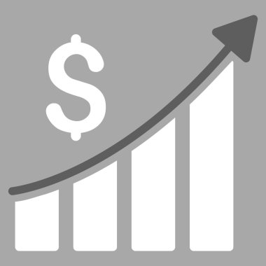 Satış büyüme Bar grafik düz vektör simgesi