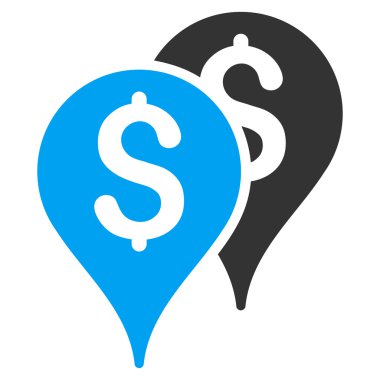 Banka harita işaretleri düz vektör simgesi