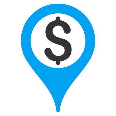 Banka harita işaretçi düz vektör simgesi