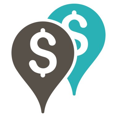 Banka harita işaretleri düz vektör simgesi