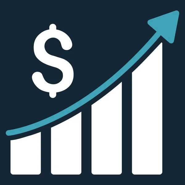 Gráfico de barras de crecimiento de ventas Vector plano Icono — Vector de stock