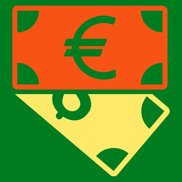 Euro i Dolar banknotów z płaskim wektor ikona — Wektor stockowy