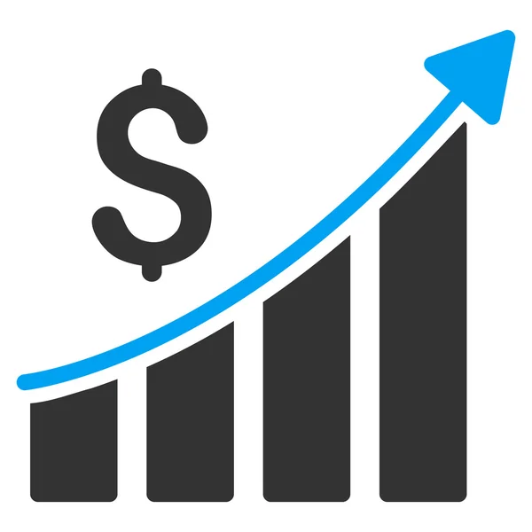 Gráfico de barras de crecimiento de ventas Vector plano Icono — Vector de stock