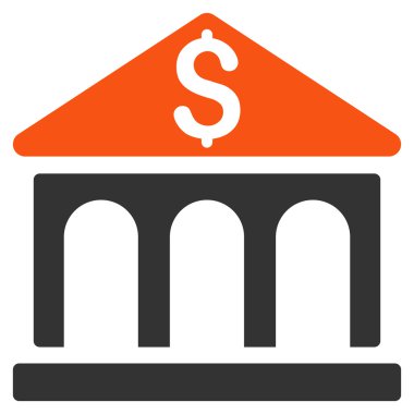Banka Binası düz vektör simgesi