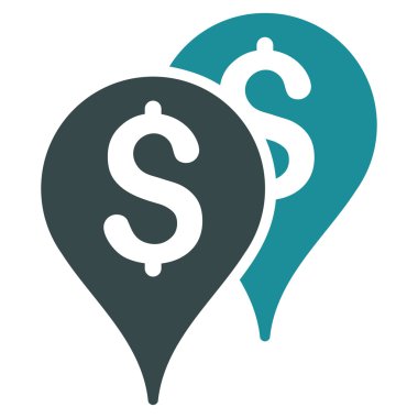 Banka harita işaretleri düz vektör simgesi