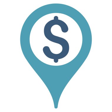 Banka harita işaretçi düz vektör simgesi