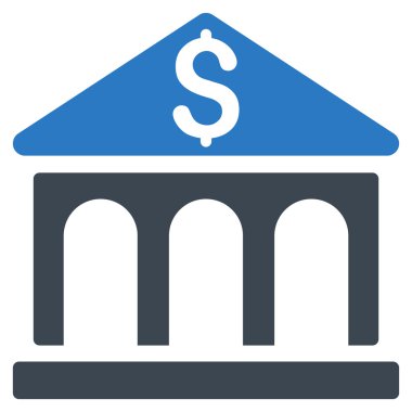Banka Binası düz vektör simgesi