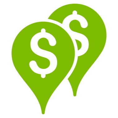 Banka harita işaretleri düz vektör simgesi