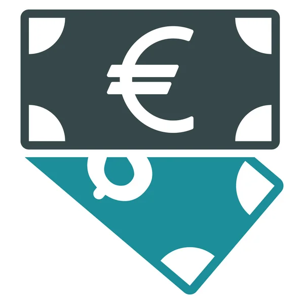 Euró és a dollár bankjegyek lapos Vector Icon — Stock Vector