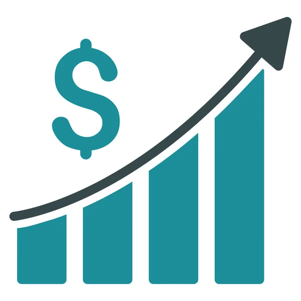 Gráfico de barras de crescimento de vendas Flat Vector Icon — Vetor de Stock