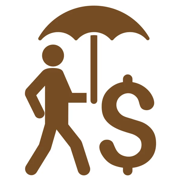Marcher homme d'affaires avec parapluie plat vectoriel icône — Image vectorielle