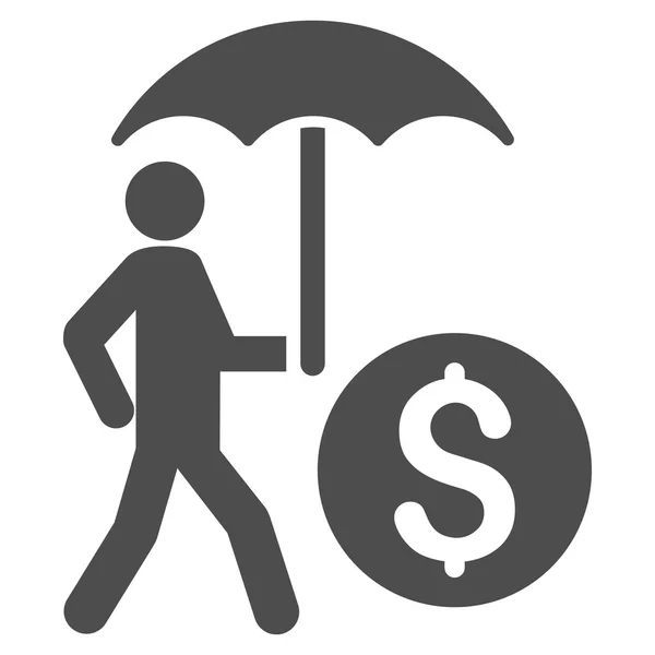 Banquier marchant avec parapluie plat vectoriel icône — Image vectorielle