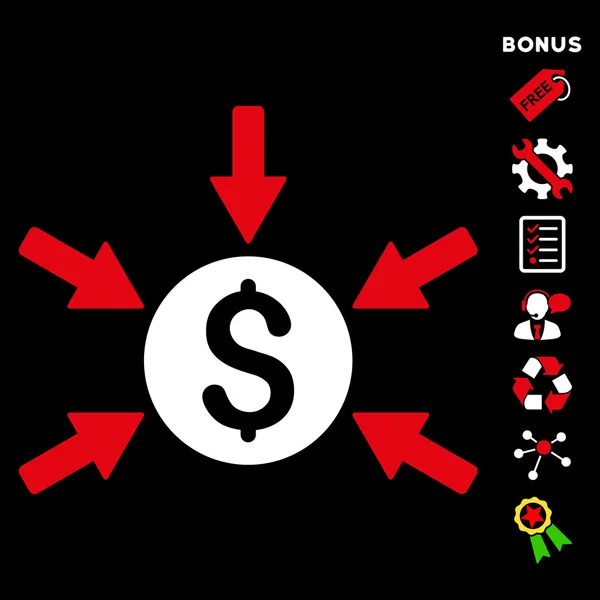 Money Income Flat Glyph Icon With Bonus — Stock Photo, Image