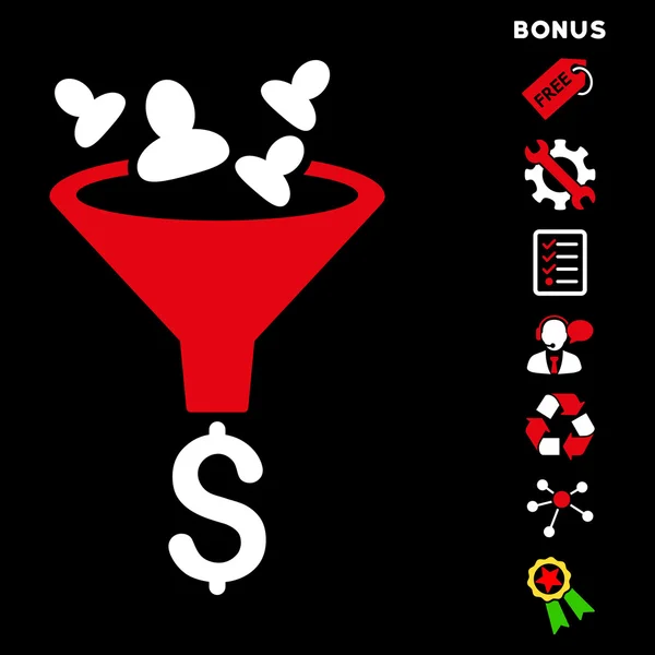 Sales Funnel Flat Glyph Icon With Bonus
