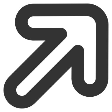 Sağ-yukarı oka kontur glif simgesini