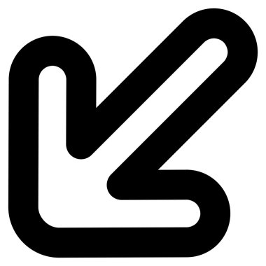 Sol aşağı ok kontur vektör simgesi