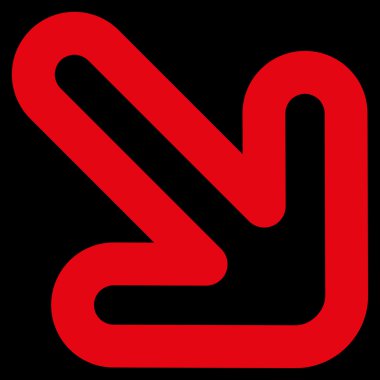 Sağ-aşağı ok kontur glif simgesini