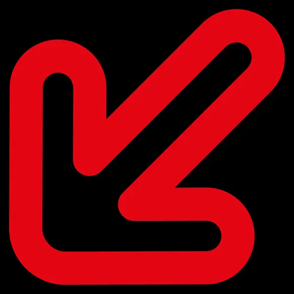 Left-Down Arrow Stroke Glyph Icon — Stock Photo, Image
