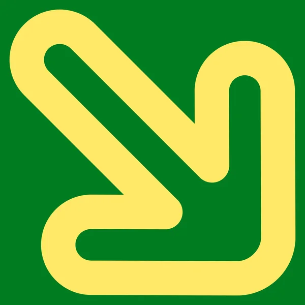 Icona glyph con tratto freccia destra verso il basso — Foto Stock