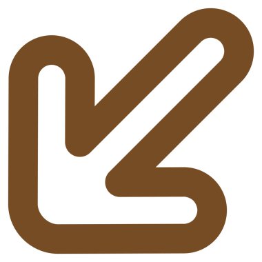 Sol-aşağı ok kontur glif simgesini