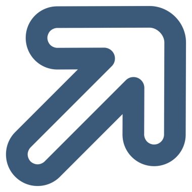 Sağ-yukarı oka kontur glif simgesini