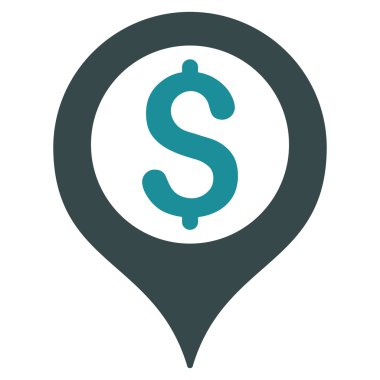 Banka harita işaretleyici düz vektör simgesi