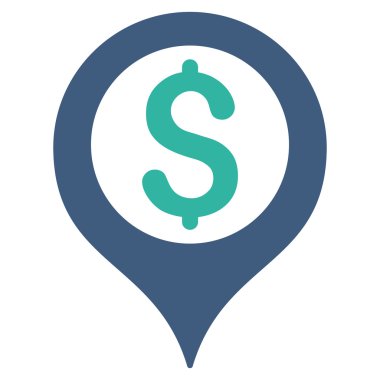 Banka harita işaretleyici düz vektör simgesi