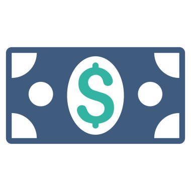 Doları banknot düz vektör simgesi