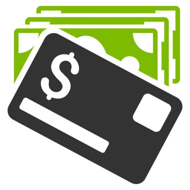 Banknot ve kart düz glif simgesi