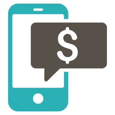 Para telefon Sms düz glif simgesi