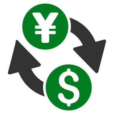 Dolar Yen Exchange düz vektör simgesi