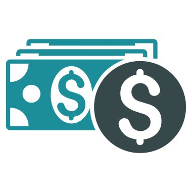 Doları nakit düz vektör simgesi