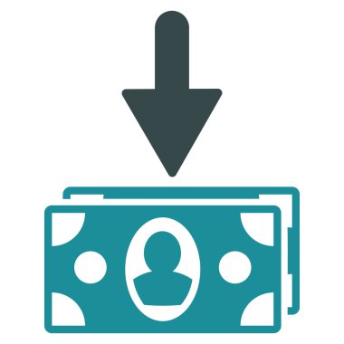 Banknot gelir düz vektör simgesi